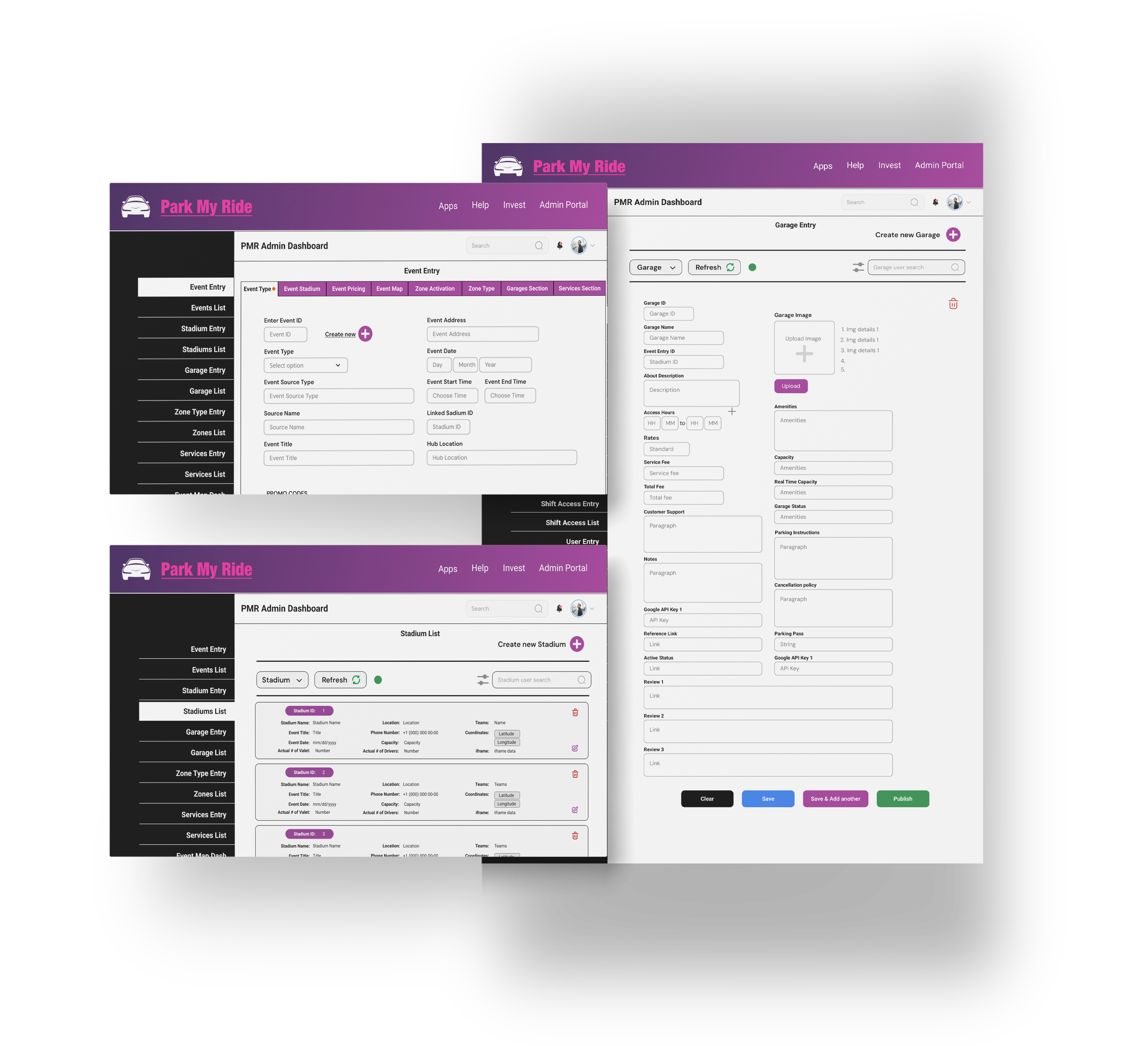 Valet parking app Ecosystem design