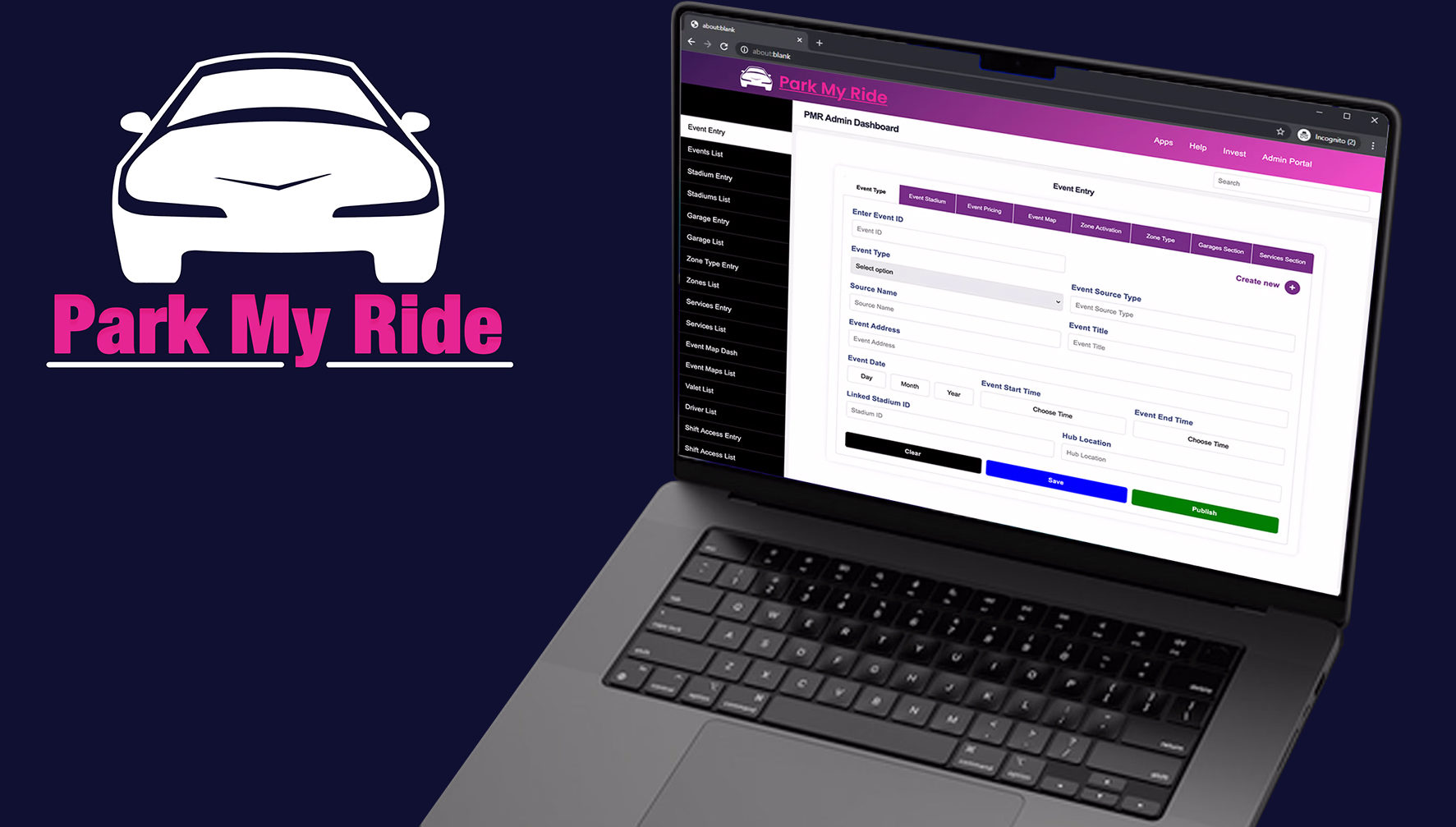 Valet parking app Ecosystem design